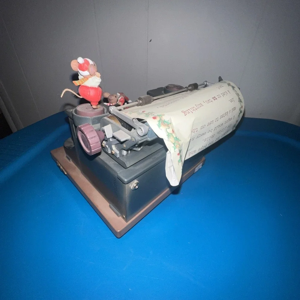 VTG‎ 1990 Enesco Typewriter Dear Santa Letter Musical Mice with Adapter & Box